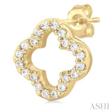 1/6 Ctw Petite Clover Round Cut Diamond Fashion Stud Earring in 10K Yellow Gold