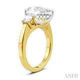 1/2 Ctw Tri-Mount Pear Shape Round Cut Diamond Semi Mount Engagement Ring in 14K Yellow and White Gold