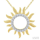 1/4 Ctw Textured Sunburst Round Cut Diamond Pirouette Fashion Pendant With Chain in 14K Yellow Gold
