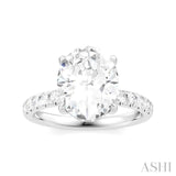 1/3 Ctw Oval Shape Round Cut Diamond Semi Mount Engagement Ring in 14K White Gold
