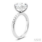 1/3 Ctw Oval Shape Round Cut Diamond Semi Mount Engagement Ring in 14K White Gold
