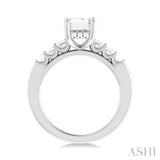 1 ctw Emerald Shape Emerald and Round Cut Diamond Semi Mount Engagement Ring in 14K White Gold