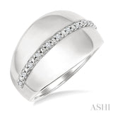 1/10 ctw Bold Wide Center Round Cut Diamond Fashion Ring in Sterling Silver