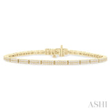 1 Ctw Double Row Round Cut Diamond Bar Link Tennis Bracelet in 14K Yellow Gold