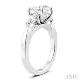 1/2 Ctw Tri-Mount Circular Shape Center Pear and Round Cut Diamond Semi Mount Engagement Ring in 14K White Gold