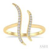 1/6 Ctw Double Wave Round Cut Diamond Fashion Open Ring in 10K Yellow Gold