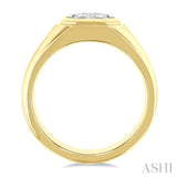 1/2 Ctw Octagonal Shape Lovebright Round Cut Diamond Men's Ring in 10K Yellow and White Gold