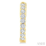 1 Ctw Inside-Out Embellished Round Cut Diamond Hoop Earrings in 14K Yellow Gold