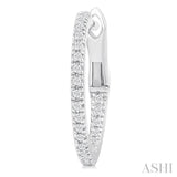 1/6 ctw Inside & Outside Round Cut Diamond Hoop Earring in 14K White Gold
