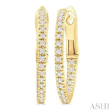 1/6 Ctw Inside & Outside Round Cut Diamond Hoop Earrings in 10K Yellow Gold