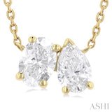 3/4 Ctw Toi Et Moi Oval and Pear Cut Diamond Pendant in 14K Yellow Gold