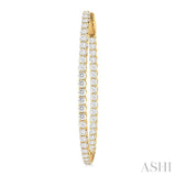 3 Ctw Inside & Outside Round Cut Diamond Hoop Earrings in 14K Yellow Gold