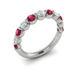 14 KT White Gold Diamond and Ruby Ring