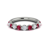 14 KT White Gold Diamond and Ruby Ring