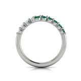14 KT White Gold Diamond and Emerald Open Wrap Ring 