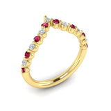 14 KT Yellow Gold Diamond and Ruby Chevron Ring