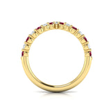 14 KT Yellow Gold Diamond and Ruby Chevron Ring