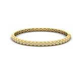 14 KT Yellow Gold Diamond Tufted Vlora Star Hinged Bangle