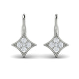 14 KT White Gold Diamond Vlora Star Channel Set Huggie Earrings