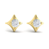 14 KT Yellow Gold Diamond Vlora Star Stud Earrings