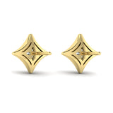 14 KT Yellow Gold Diamond Vlora Star Stud Earrings