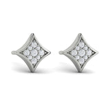 14 KT White Gold Channel Set Diamond Vlora Star Stud Earrings