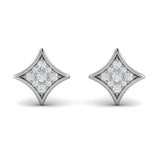 14 KT White Gold Channel Set Diamond Vlora Star Stud Earrings