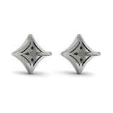14 KT White Gold Channel Set Diamond Vlora Star Stud Earrings