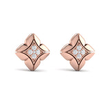 14 KT Rose Gold Diamond Cluster Floral Vlora Star Motif Stud Earrings