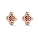 14 KT Rose Gold Diamond Cluster Floral Vlora Star Motif Stud Earrings