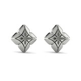 14 KT White Gold Diamond Cluster Floral Vlora Star Motif Stud Earrings