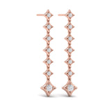 14 KT Rose Gold Diamond Vlora Star Long Drop Statement Earrings