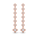 14 KT Rose Gold Diamond Vlora Star Long Drop Statement Earrings