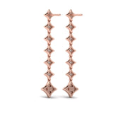 14 KT Rose Gold Diamond Vlora Star Long Drop Statement Earrings