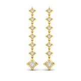 14 KT Yellow Gold Diamond Vlora Star Long Drop Statement Earrings