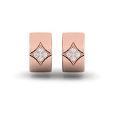 14 KT Rose Gold Diamond Cluster Vlora Star Huggie Hoop Earrings