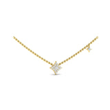 14 KT Yellow Gold Diamond Cluster Vlora Star Double Pendant Necklace