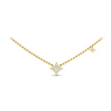 14 KT Yellow Gold Diamond Cluster Vlora Star Double Pendant Necklace