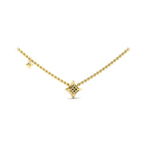 14 KT Yellow Gold Diamond Cluster Vlora Star Double Pendant Necklace