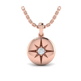 14 KT Rose Gold Diamond Starbust Pendant Necklace