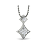 14 KT White Gold Diamond Cluster Double Vlora Star Pendant Necklace