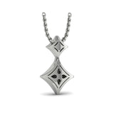 14 KT White Gold Diamond Cluster Double Vlora Star Pendant Necklace
