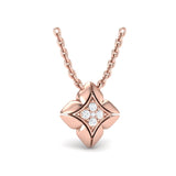 14 KT Rose Gold Diamond Vlora Star Floral Pendant Necklace