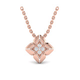14 KT Rose Gold Diamond Vlora Star Floral Pendant Necklace