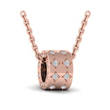 14 KT Rose Gold Diamond Starburst Barrel Pendant Necklace