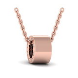 14 KT Rose Gold Diamond Starburst Barrel Pendant Necklace