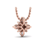 14 KT Rose Gold Floating Diamond Star Pendant Necklace
