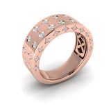 14 KT Rose Gold Double Row Diamond Vlora Star Motif Ring