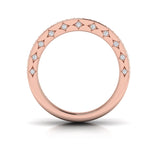14 KT Rose Gold Double Row Diamond Vlora Star Motif Ring