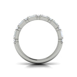 14 KT White Gold Diamond Baguette Three Row Ring